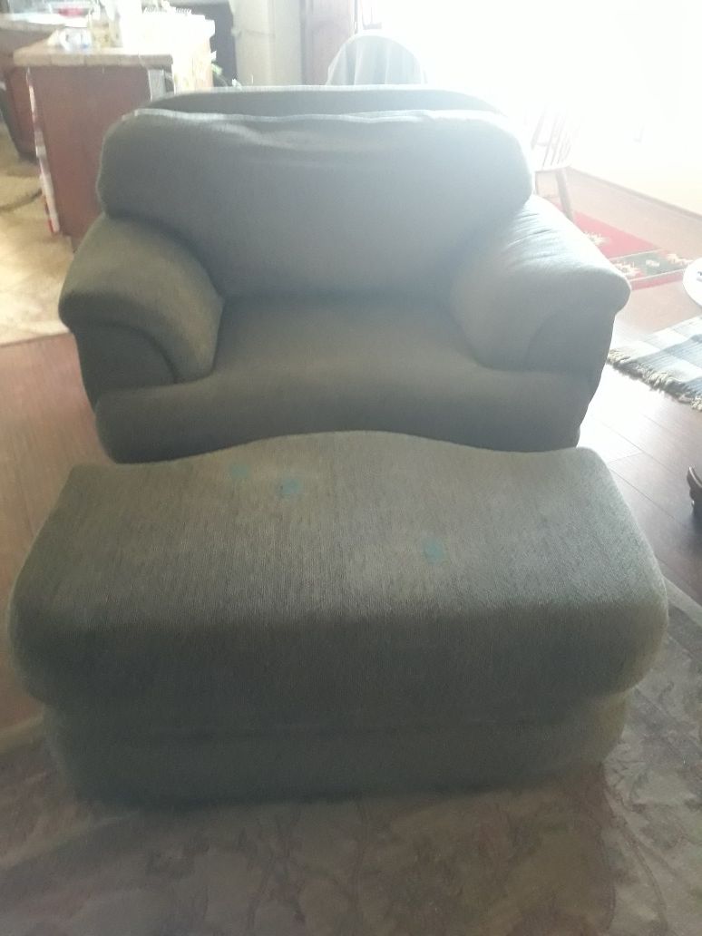 Large Chair, Ottoman Sage