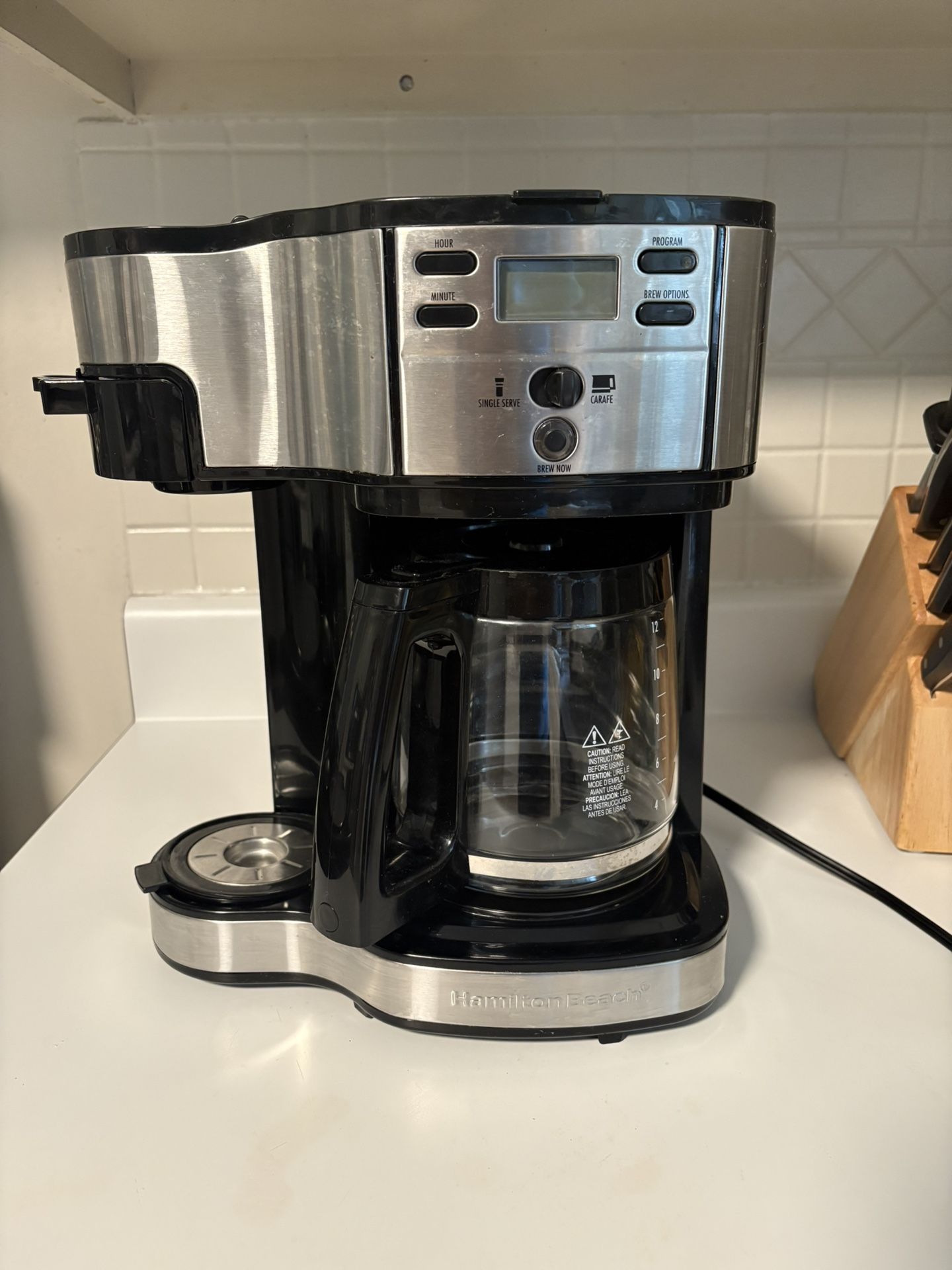 Hamilton Beach 2-Way 12 Cup Programmable Drip Coffee Maker & Single Serve Machine, Glass Carafe
