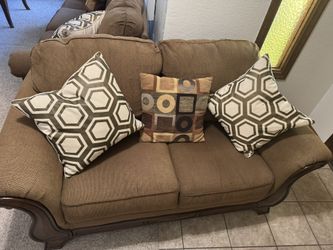 Ashley Sofa And Love Seat Super-Soft Brown Corduroy