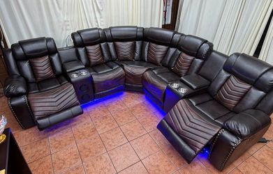2TONE BROWN RECLINING SECTIONAL