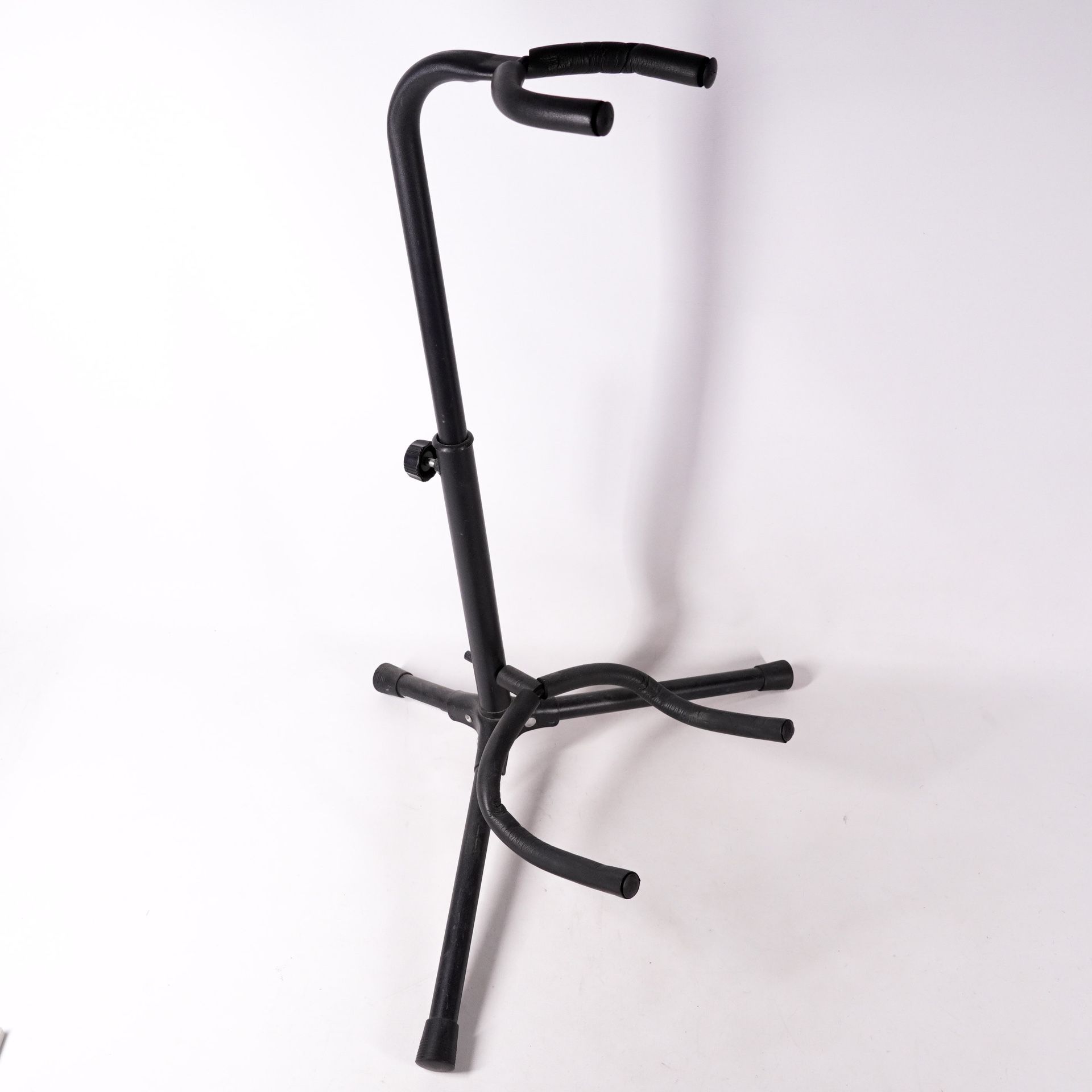 24" Tall Black Metal Guitar Stand Adjustable Height Music Instrument Holder 