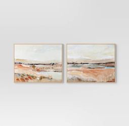 Faded Landscape Framed Wall Canvases Natural - Threshold™: Polystyrene Fram