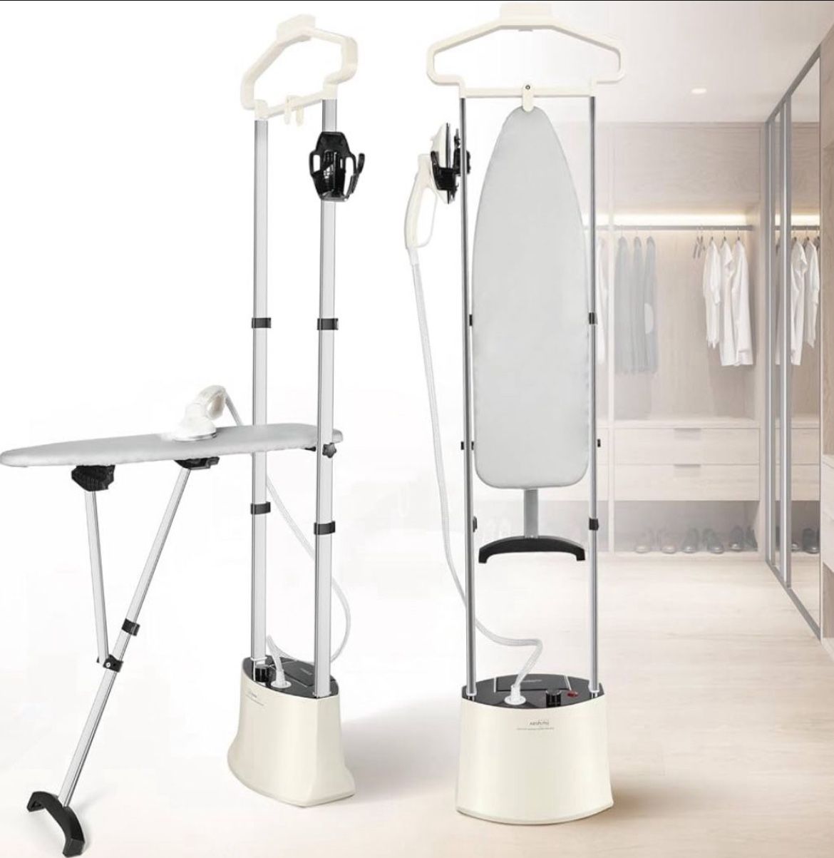 NEW Standing Garment Steamer 1500W Professional Steamer for Clothes 25s Fast Heat-up with Rotating Ironing Head 1.6L/54 fl.oz Water Tank, Self-cleanin