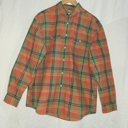 L.L Bean Button Down Flannel Plaid Long Sleeve  Shirt 