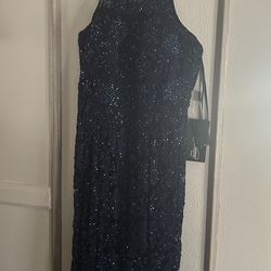 New Beaded Blue Elegant Dress (size 10)