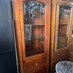 Wooden Cabinet With Glass Shelves 