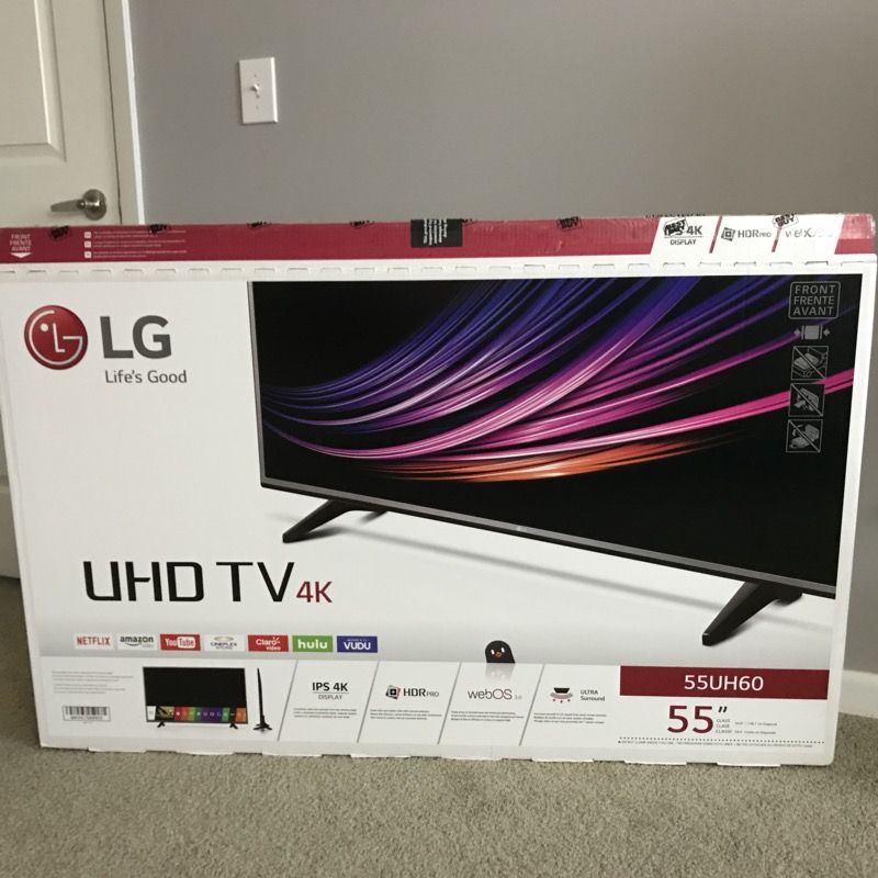 LG 55 inch 4k uhd tv( model number: lg 55uh60) with tv stand as shown in the picture