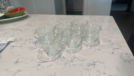 Set of 6 Clear Glass Punch Cups