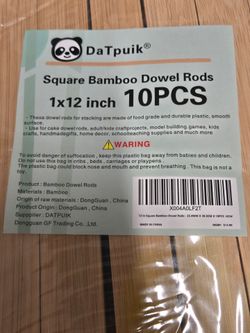 Square Bamboo Dowel Rods 1x12 Inch 10PCS Unfinished Wood Craft Sticks New