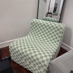 Checkered Green Memory Foam Floor Sofa 