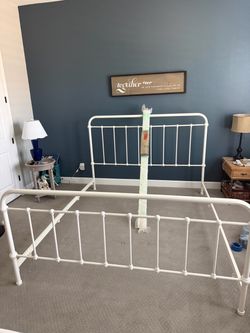 White Cal King Farmhouse Bed Frame