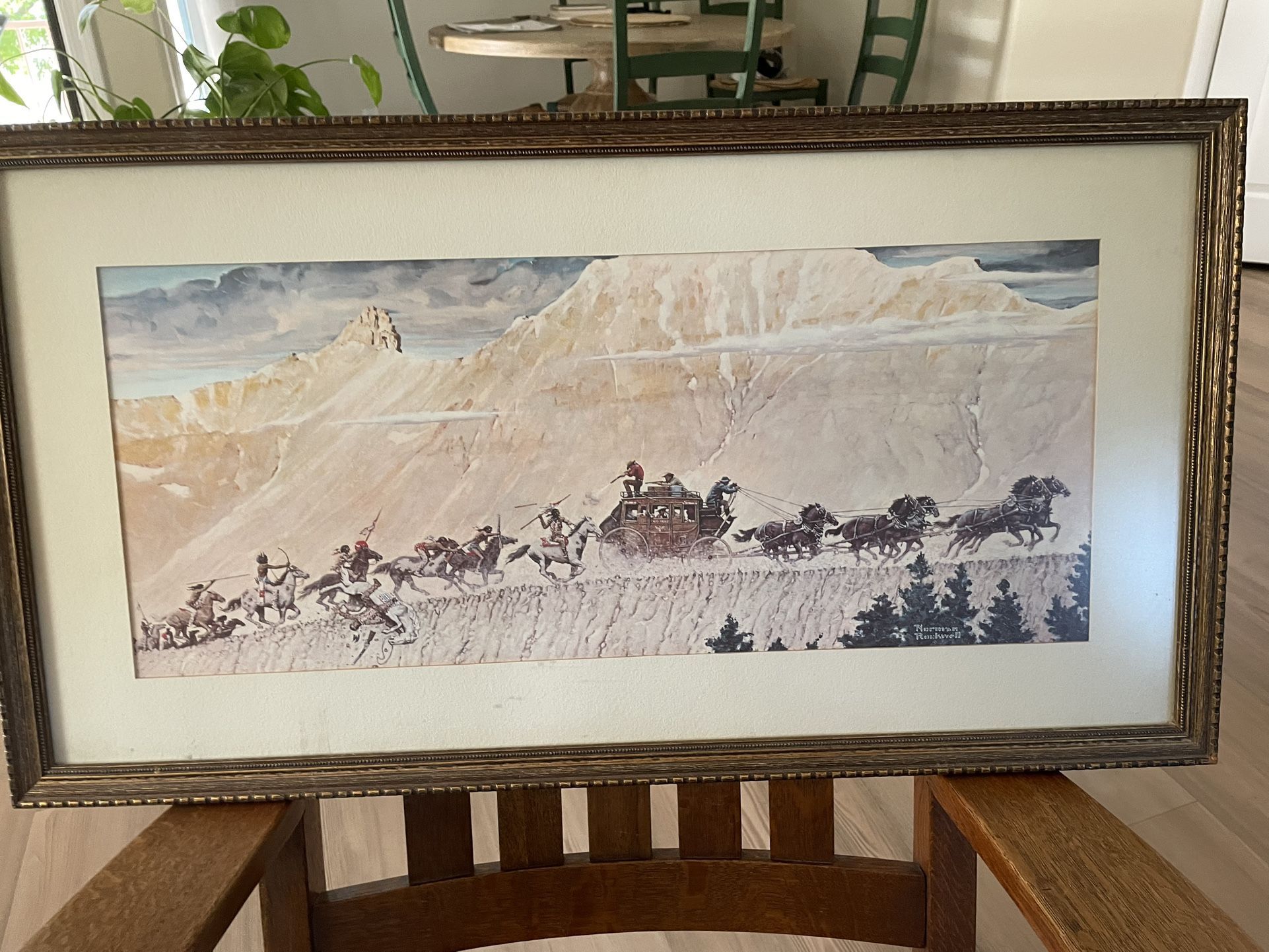 Stagecoach by Norman Rockwell. Real Pretty Litho, Clean & Colorful, No Creases, Scratches Or Stains. Measures 31”x25”. Real Nice Frame.