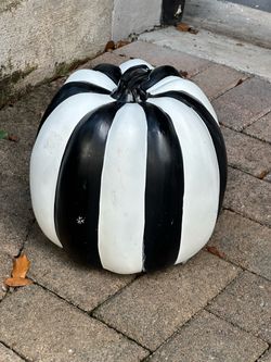 Black and White Striped Decorative Pumpkin