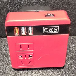 "Milw Red" 18v Battery Inverter /w Battery Powered Outlet, Display and USB Ports