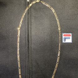 925 STERLING SILVER 14K PLATED YELLOW GOLD FIGARO CHAIN 
