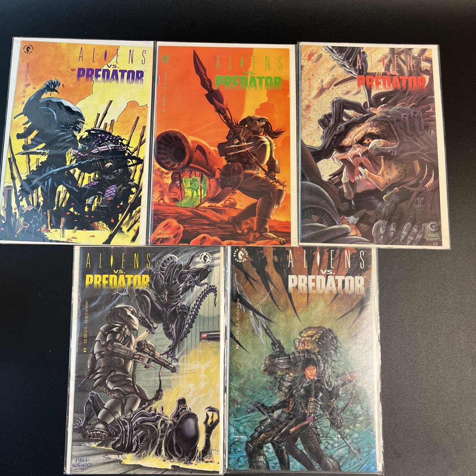 Aliens vs Predator #0 1 2 3 4 Complete 1990 Dark Horse Set Phill Norwood 0-4