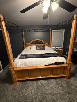 King size bedroom set, solid wood.