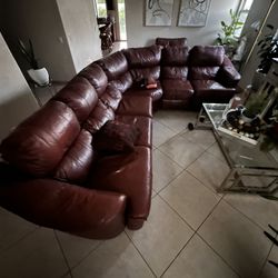 Red Brown Leather Couch