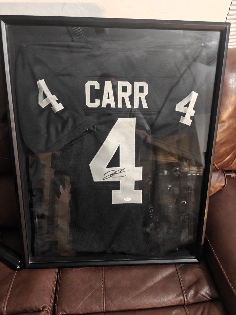 Derek Carr Framed Raiders Jersey