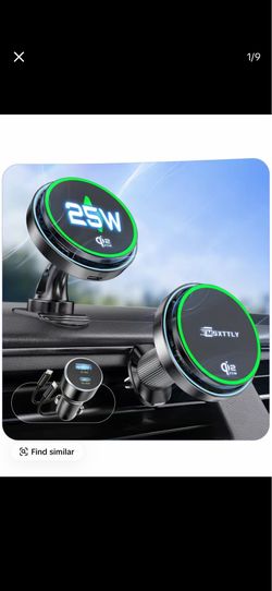 MSXTTLY 25W Magnetic Wireless Car Charger with Cooling Fan, LED Light & MagSafe Phone Mount