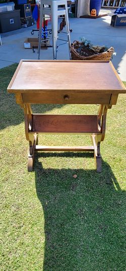 Vintage Wood Side Table with Drawer