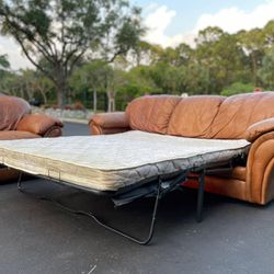 Couch/Sofa Bed - Camel - Genuine Leather - Delivery Available 🚛