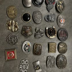 24 vintage collectible belt buckles