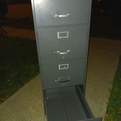 4-Drawer File Cabinet, Metal, Gray