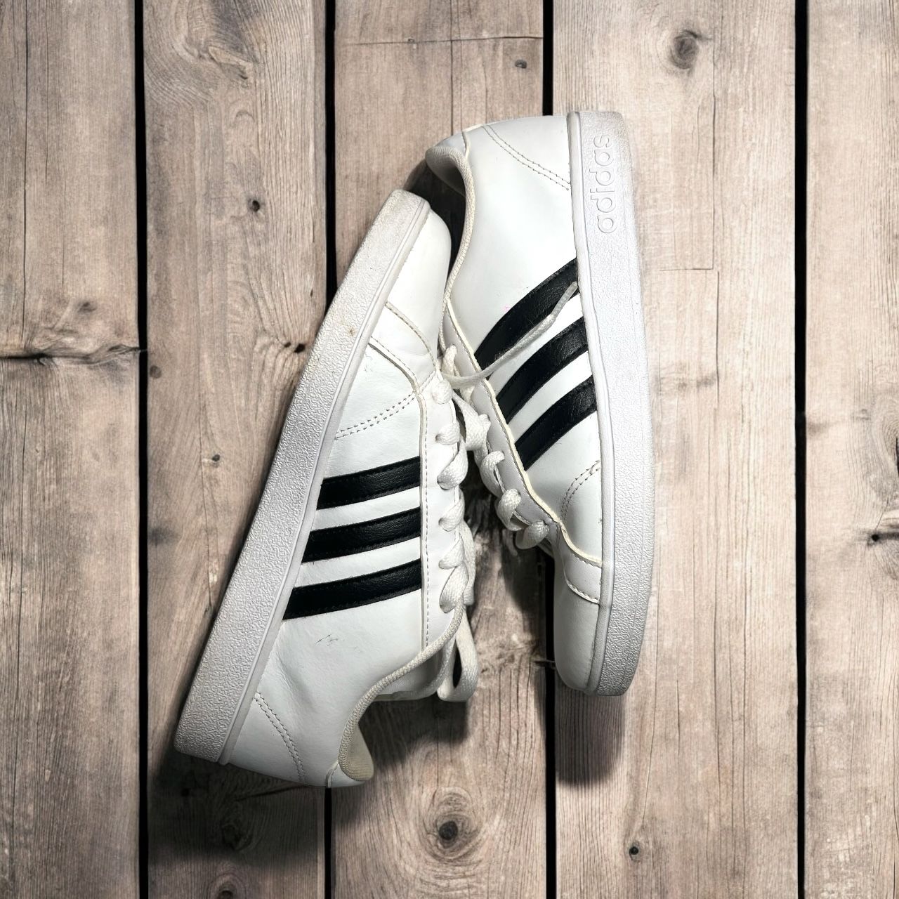 Adidas Grand Court Sneakers - White & Black - Size Youth 5