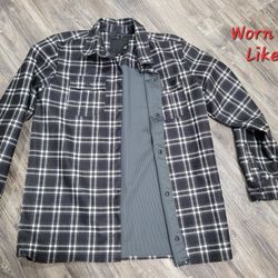 VOLCOM Mens Snowboard Black White Plaid DRIP BONDED FLANNEL Jacket XL.  Like new