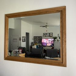  Large Oak Mirror Not Needed Anymore  44” H x 56” W