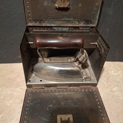 1920s Sunbeam Iron In Metal Original Storage Box.