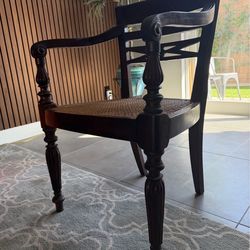 Vintage Handmade Indonesian Colonial Armchair – Solid Wood & Cane