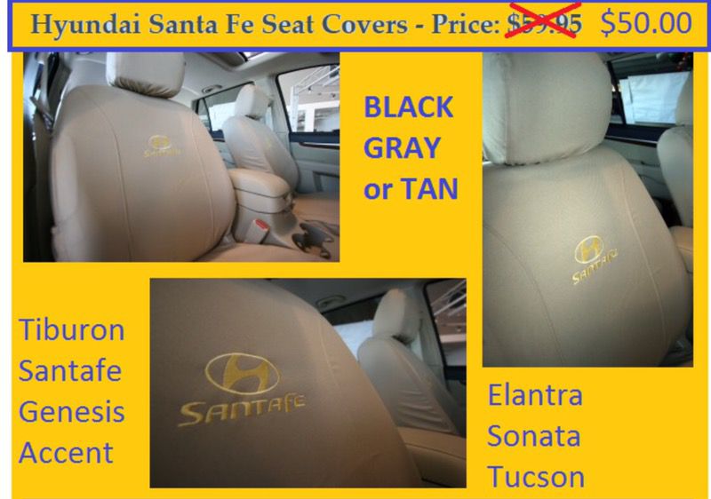 Hyundai Seat Covers Tucson, Tiburon, Azera, Entourage $49.00