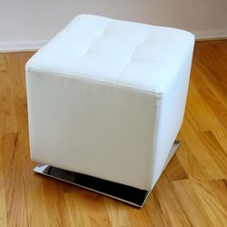 White Swivel Cube Ottoman Footstool

