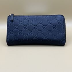 Gucci Italy Signature Continental Wallet Brown Zip Around 
