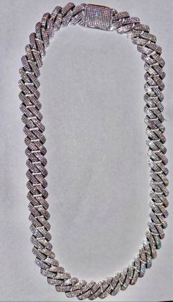 3 ROW CURVED VVS1 MOISSANITE Sterling Silver 18MM CUBAN Necklace Chain 24 INCH - MSRP $2000 - PRICE FIRM.
