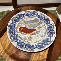 VINTAGE CHINESE FAMILLE BIRD PORCELAIN PLATE, 10"