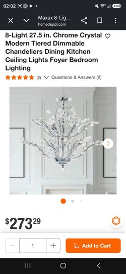 8-Light 27.5 in. Chrome Crystal Modern Tiered Dimmable Chandelier