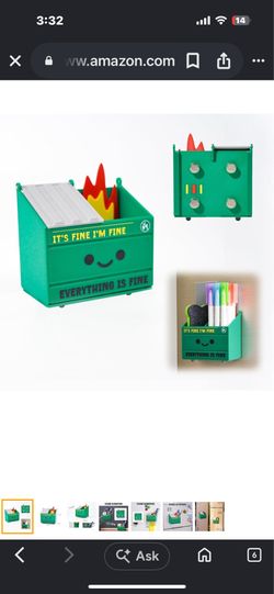 Tian Zhun Dumpster Fire Pencil Holder Funny Magnetic Pen Holder Strong Magnets to Store Marker Pencil Organizer for Refrigerator Whiteboard Locker Hom