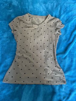 Cute basics, Clock house medium sized, dark green polkadot shirt