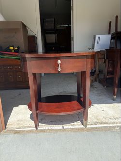 Mahogany Demilune Console Table with Drawer