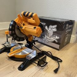 DEKO 12A/1450W Corded Miter Saw With Ring Spanner, 8 1/4 inch Blade | Max Speed 5000rpm