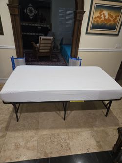 Folding Twin Bed Frame with Memory Foam Mattress
