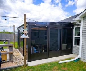 12x14FT All Season Sunroom, Outdoor Permanent Wall Mounted Solarium with Detachable Polycarbonate Windows, Aluminum Lean to Gazebo Sun Room with 2 Loc