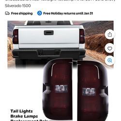 Pair of taillights red smoke lens for Chevy Silverado 2014 to 2018