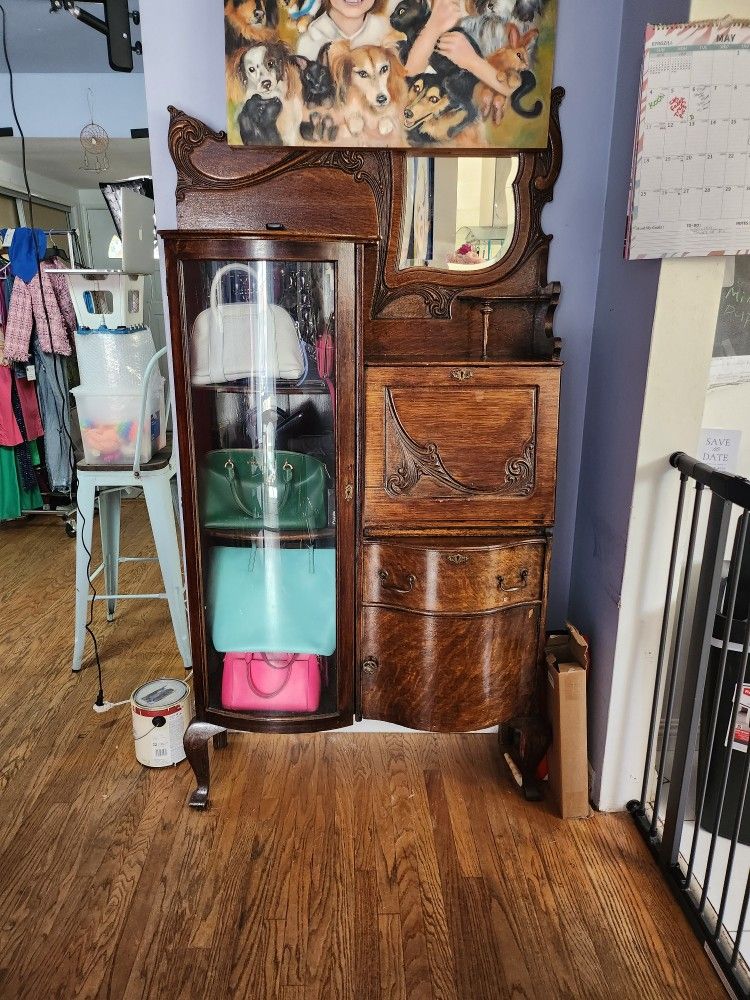 Late 1800s Curio Cabinet And Desk (Secretary)