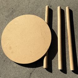 Three Legged Wood Table With Mirror Top