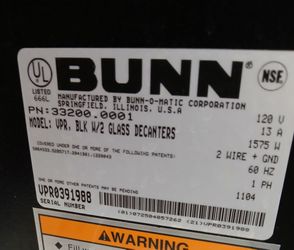 Commercial coffee maker bunn vpr series