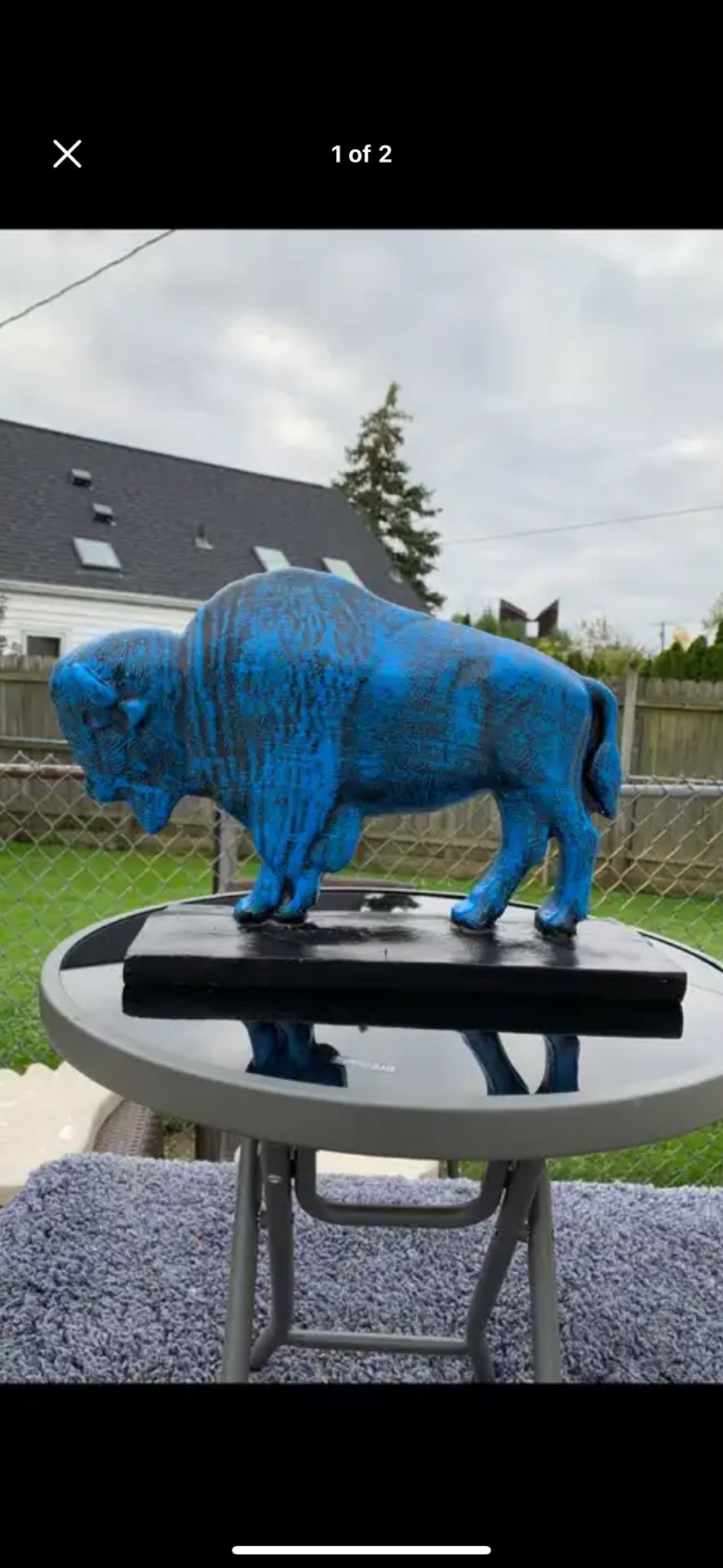 The Old Blue Buffalo Statue